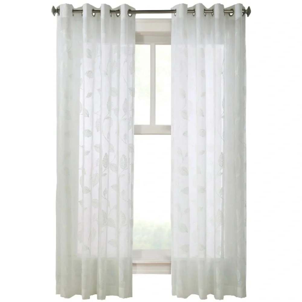 NWT White Curtain Panel Home Decorators Collection Muirfield 50 X 84